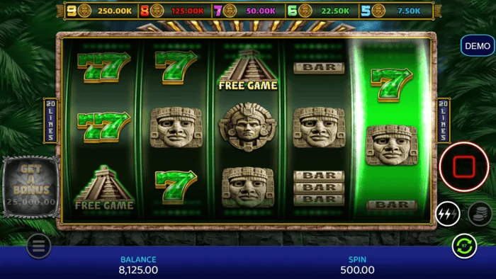 Mayan Madness - ekran za igru sa bubnjevima i linijama